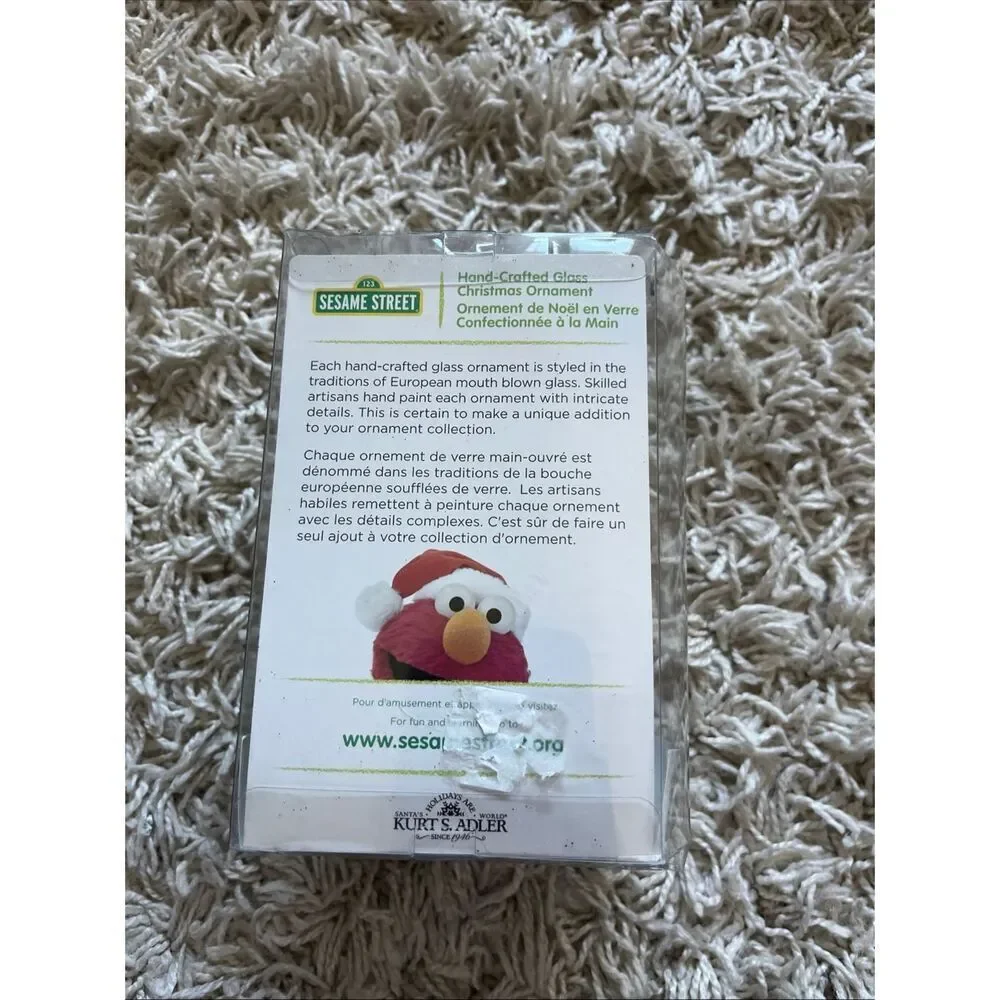 NIB Elmo By Kurt S. Adler Hand Crafted Glass Christmas Ornament